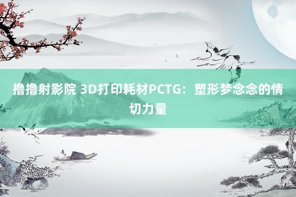 撸撸射影院 3D打印耗材PCTG：塑形梦念念的情切力量