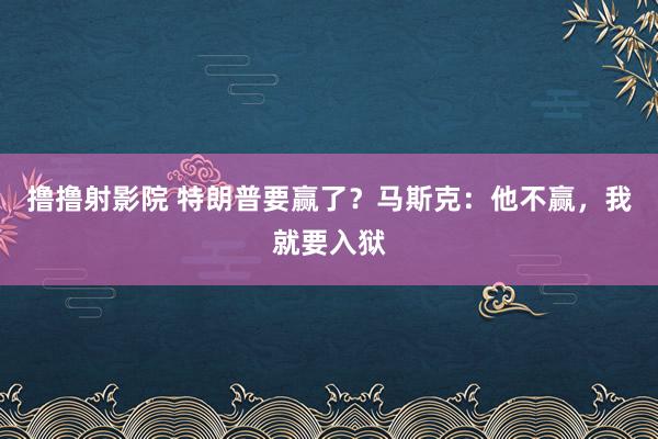 撸撸射影院 特朗普要赢了？马斯克：他不赢，我就要入狱