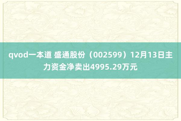 qvod一本道 盛通股份（002599）12月13日主力资金净卖出4995.29万元
