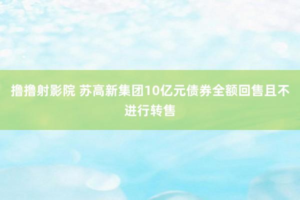 撸撸射影院 苏高新集团10亿元债券全额回售且不进行转售