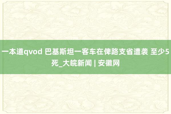 一本道qvod 巴基斯坦一客车在俾路支省遭袭 至少5死_大皖新闻 | 安徽网