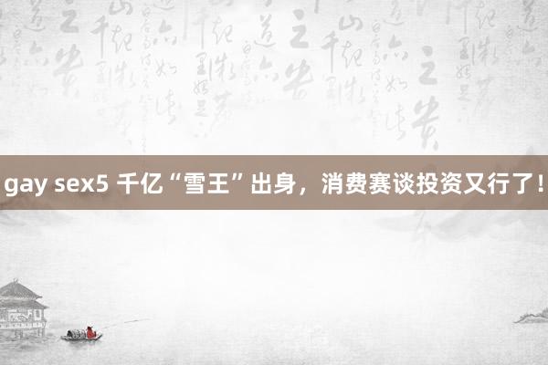 gay sex5 千亿“雪王”出身，消费赛谈投资又行了！