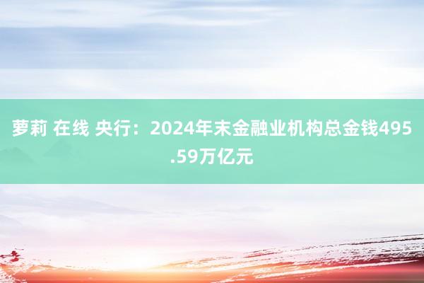 萝莉 在线 央行：2024年末金融业机构总金钱495.59万亿元