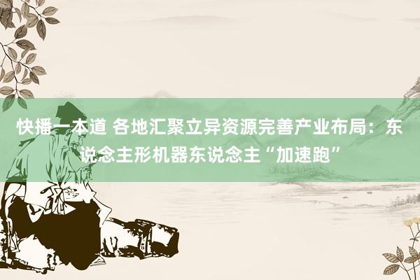 快播一本道 各地汇聚立异资源完善产业布局：东说念主形机器东说念主“加速跑”
