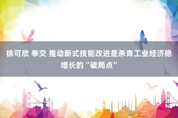 徐可欣 拳交 推动新式技能改进是杀青工业经济稳增长的“破局点”