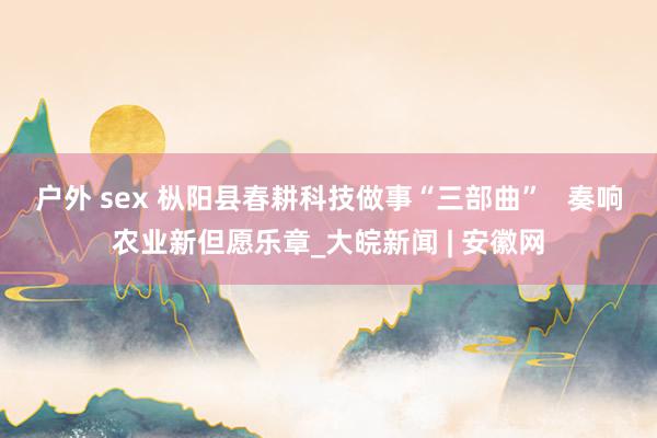 户外 sex 枞阳县春耕科技做事“三部曲”   奏响农业新但愿乐章_大皖新闻 | 安徽网