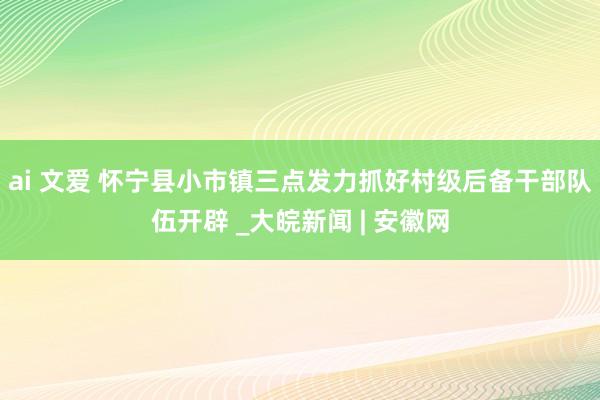 ai 文爱 怀宁县小市镇三点发力抓好村级后备干部队伍开辟 _大皖新闻 | 安徽网