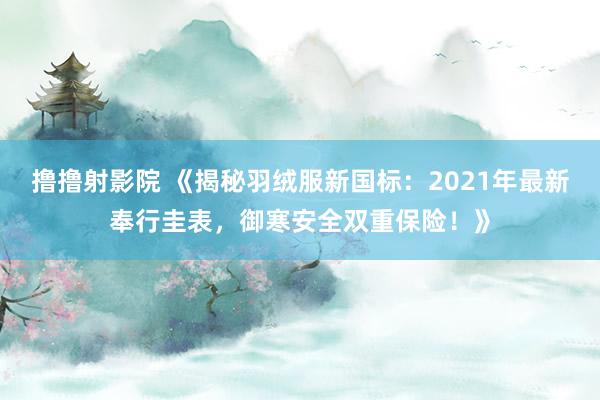 撸撸射影院 《揭秘羽绒服新国标：2021年最新奉行圭表，御寒安全双重保险！》