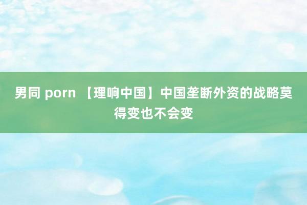 男同 porn 【理响中国】中国垄断外资的战略莫得变也不会变