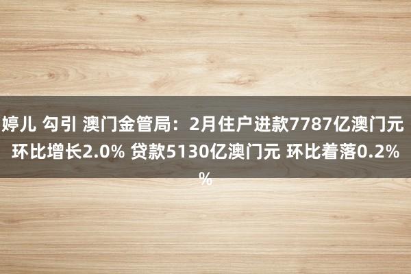 婷儿 勾引 澳门金管局：2月住户进款7787亿澳门元 环比增长2.0% 贷款5130亿澳门元 环比着落0.2%