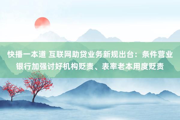 快播一本道 互联网助贷业务新规出台：条件营业银行加强讨好机构贬责、表率老本用度贬责