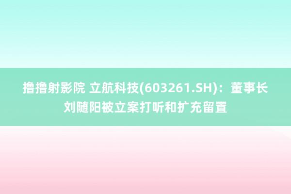撸撸射影院 立航科技(603261.SH)：董事长刘随阳被立案打听和扩充留置