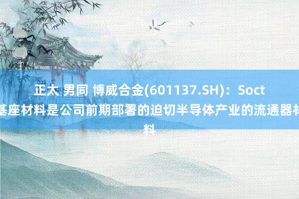 正太 男同 博威合金(601137.SH)：Soctet基座材料是公司前期部署的迫切半导体产业的流通器材料