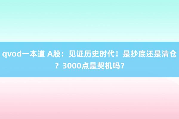 qvod一本道 A股：见证历史时代！是抄底还是清仓？3000点是契机吗？