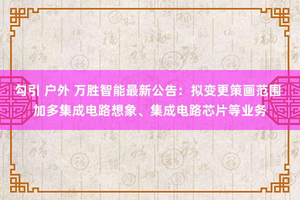 勾引 户外 万胜智能最新公告：拟变更策画范围 加多集成电路想象、集成电路芯片等业务