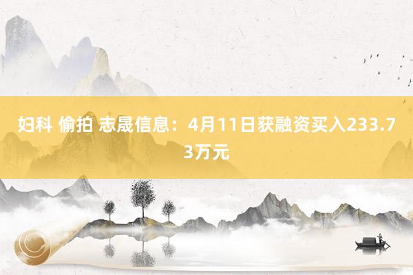 妇科 偷拍 志晟信息：4月11日获融资买入233.73万元