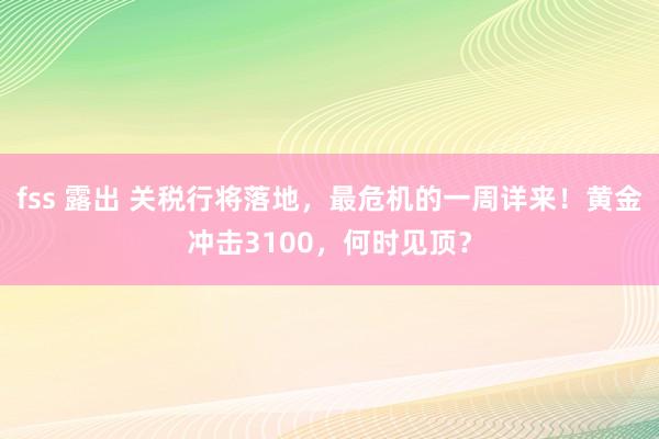 fss 露出 关税行将落地，最危机的一周详来！黄金冲击3100，何时见顶？