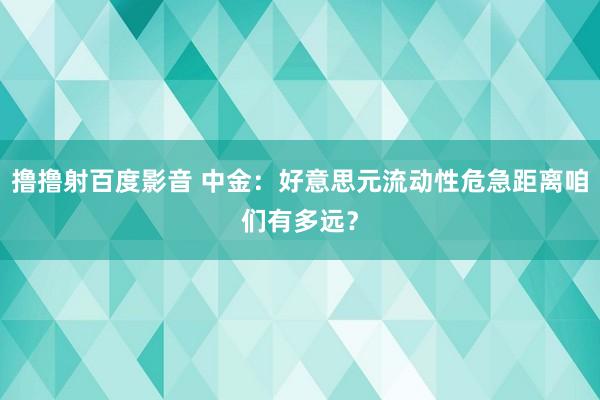 撸撸射百度影音 中金：好意思元流动性危急距离咱们有多远？
