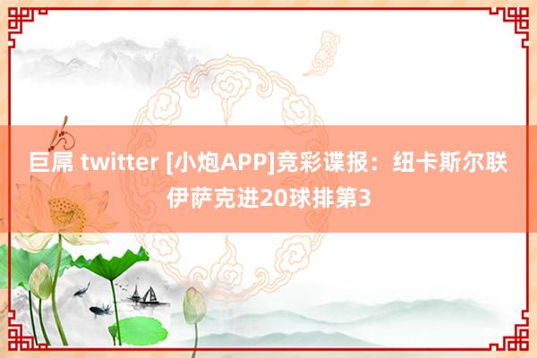 巨屌 twitter [小炮APP]竞彩谍报：纽卡斯尔联伊萨克进20球排第3