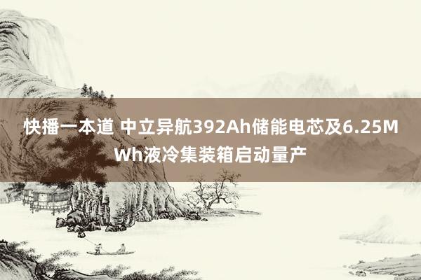 快播一本道 中立异航392Ah储能电芯及6.25MWh液冷集装箱启动量产