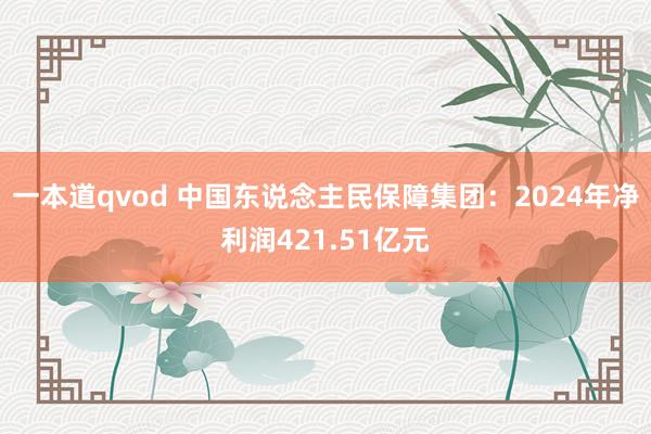 一本道qvod 中国东说念主民保障集团：2024年净利润421.51亿元