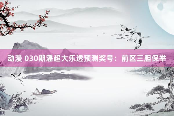 动漫 030期潘超大乐透预测奖号：前区三胆保举